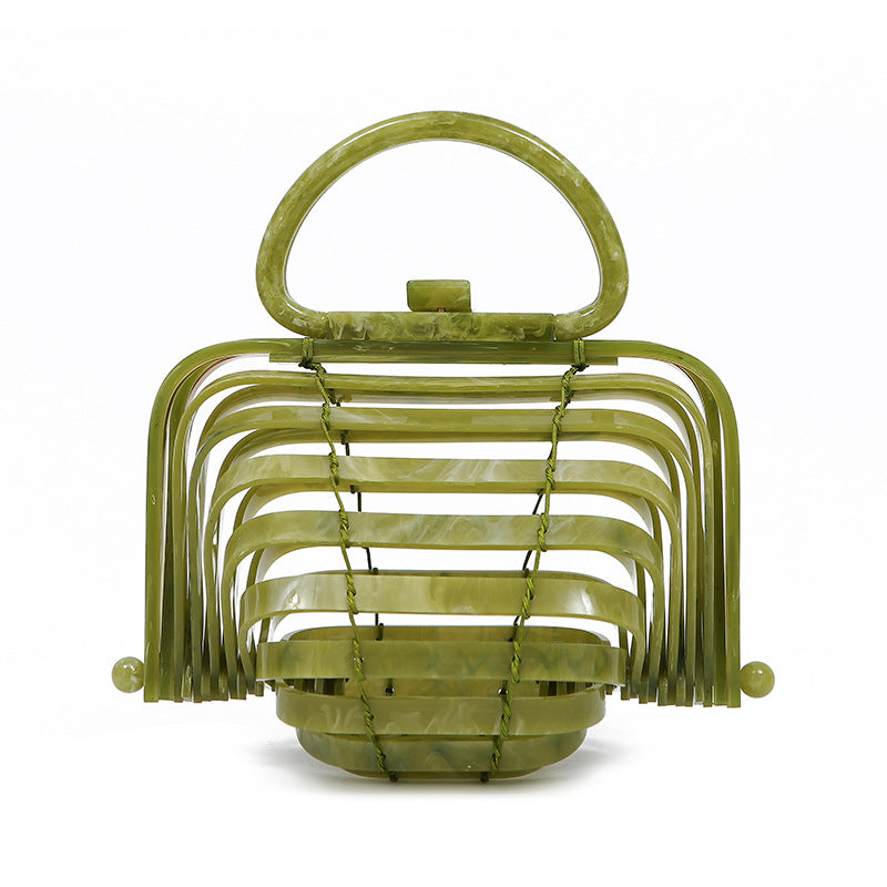 Vacation Beach Acrylic Basket Hollow Folding Evening Bags