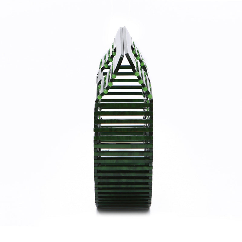 Women's Acrylic Hand-knitted Creative Basket Clutch Striped Evening Bags
