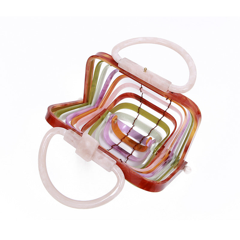 Vacation Beach Acrylic Basket Hollow Folding Evening Bags