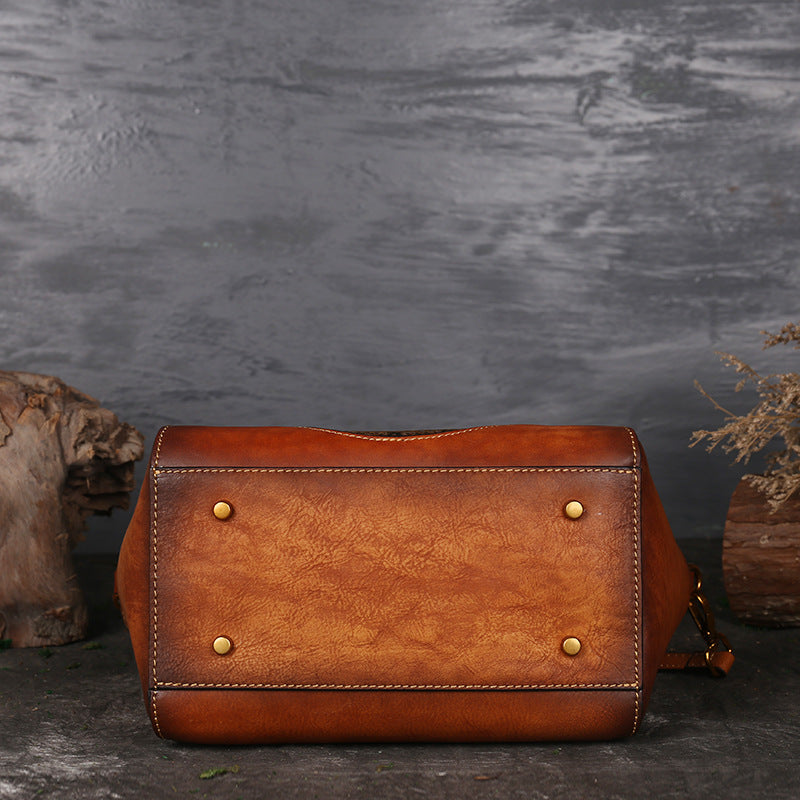 Women's Totem Embossed Leather First Layer Cowhide Handbags