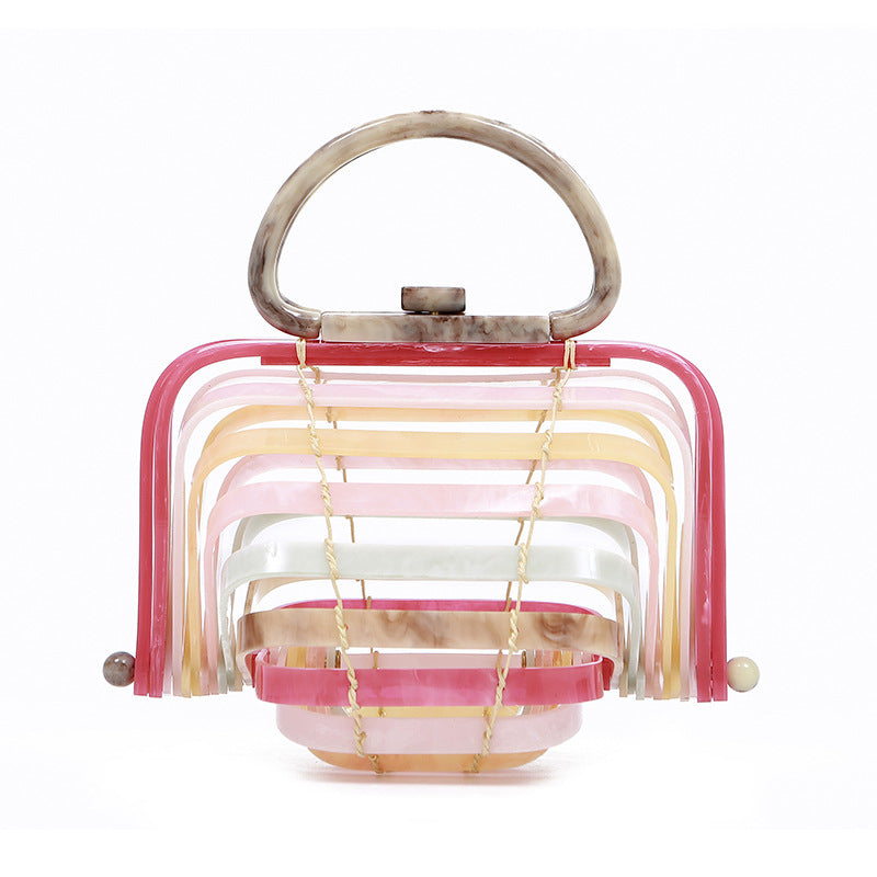 Vacation Beach Acrylic Basket Hollow Folding Evening Bags