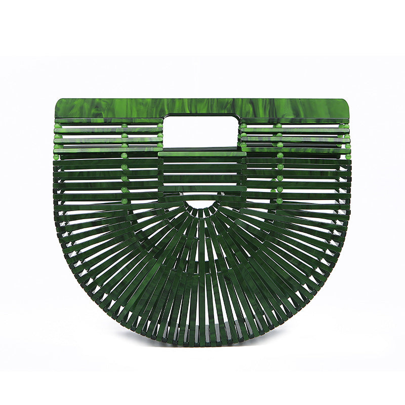 Women's Acrylic Hand-knitted Creative Basket Clutch Striped Evening Bags