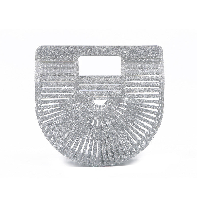 Women's Acrylic Hand-knitted Creative Basket Clutch Striped Evening Bags