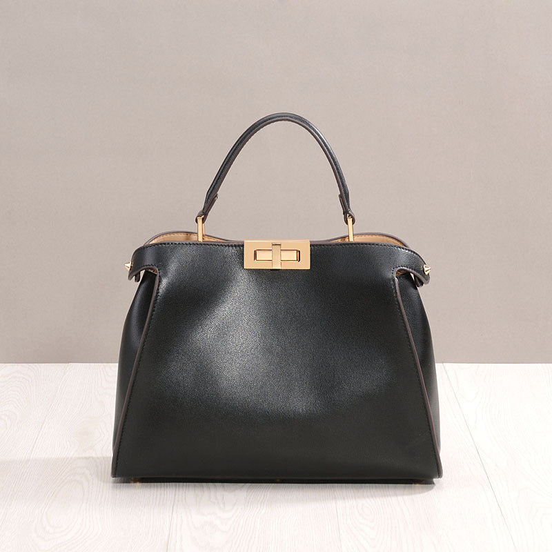 Women's Woman Genuine Leather Rotating Large With Cat Design Crossbody Bags