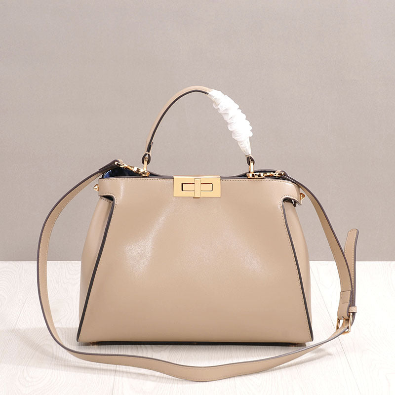Women's Woman Genuine Leather Rotating Large With Cat Design Crossbody Bags