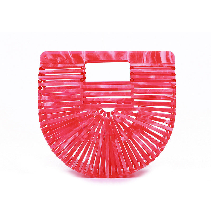 Women's Acrylic Hand-knitted Creative Basket Clutch Striped Evening Bags