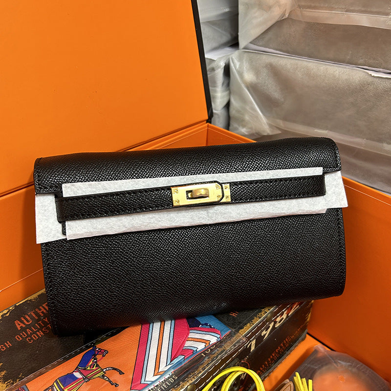 Women's Palm Print Kelly Cow Leather Clutch Shoulder Bags