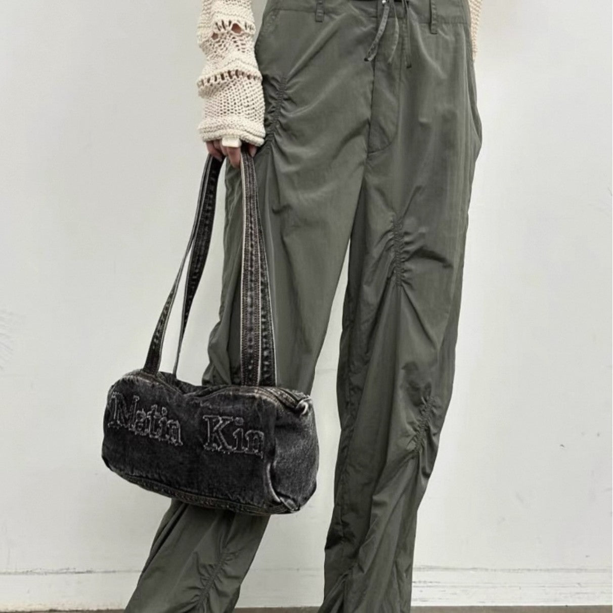 Women's Slouchy Niche Denim Washed Embroidered Handbags