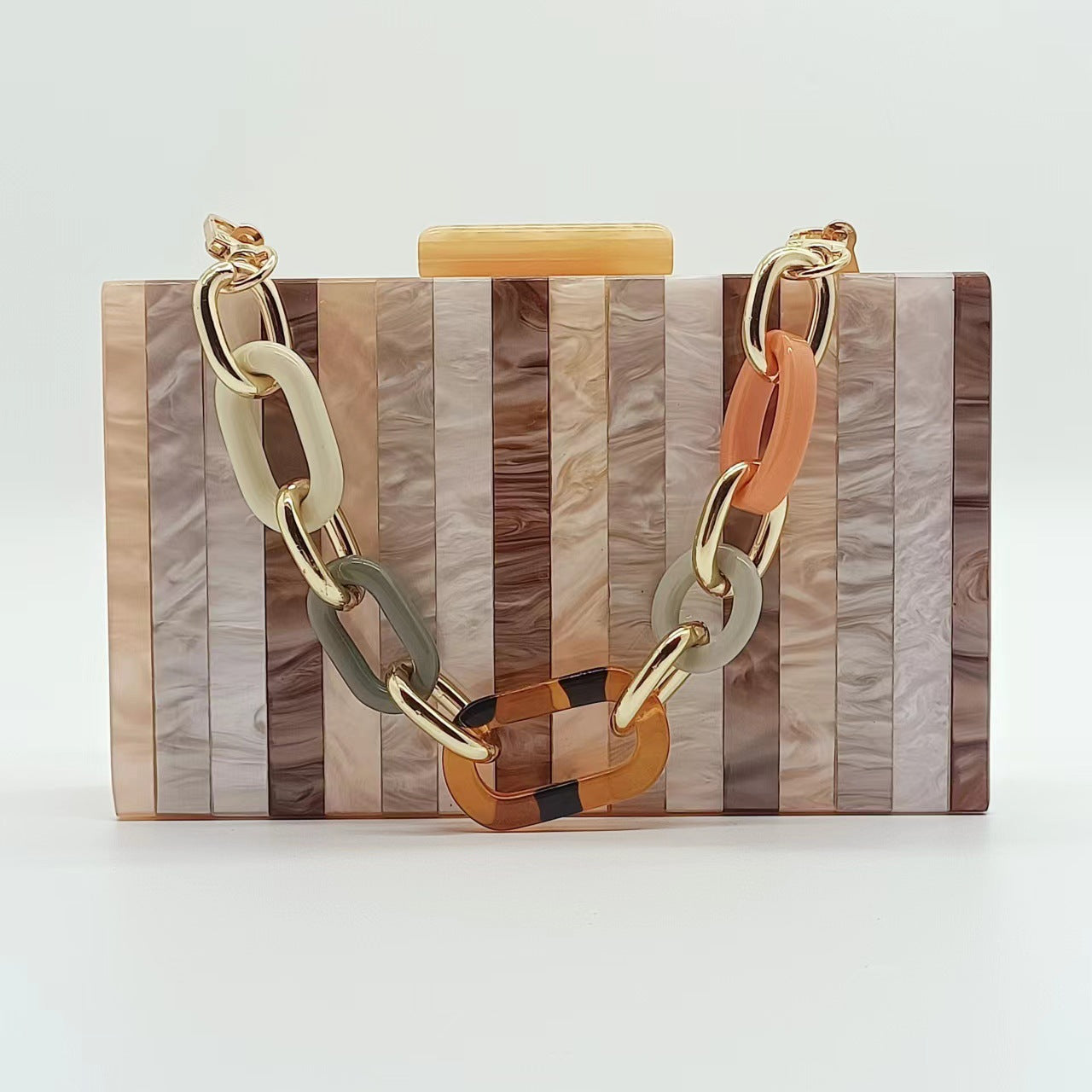 Graceful Glamorous Striped Champagne Stitching Acrylic Evening Bags