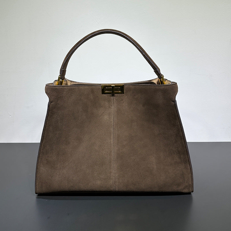 Women's Leather Frosted Cowhide Metal Catch Portable With Handbags