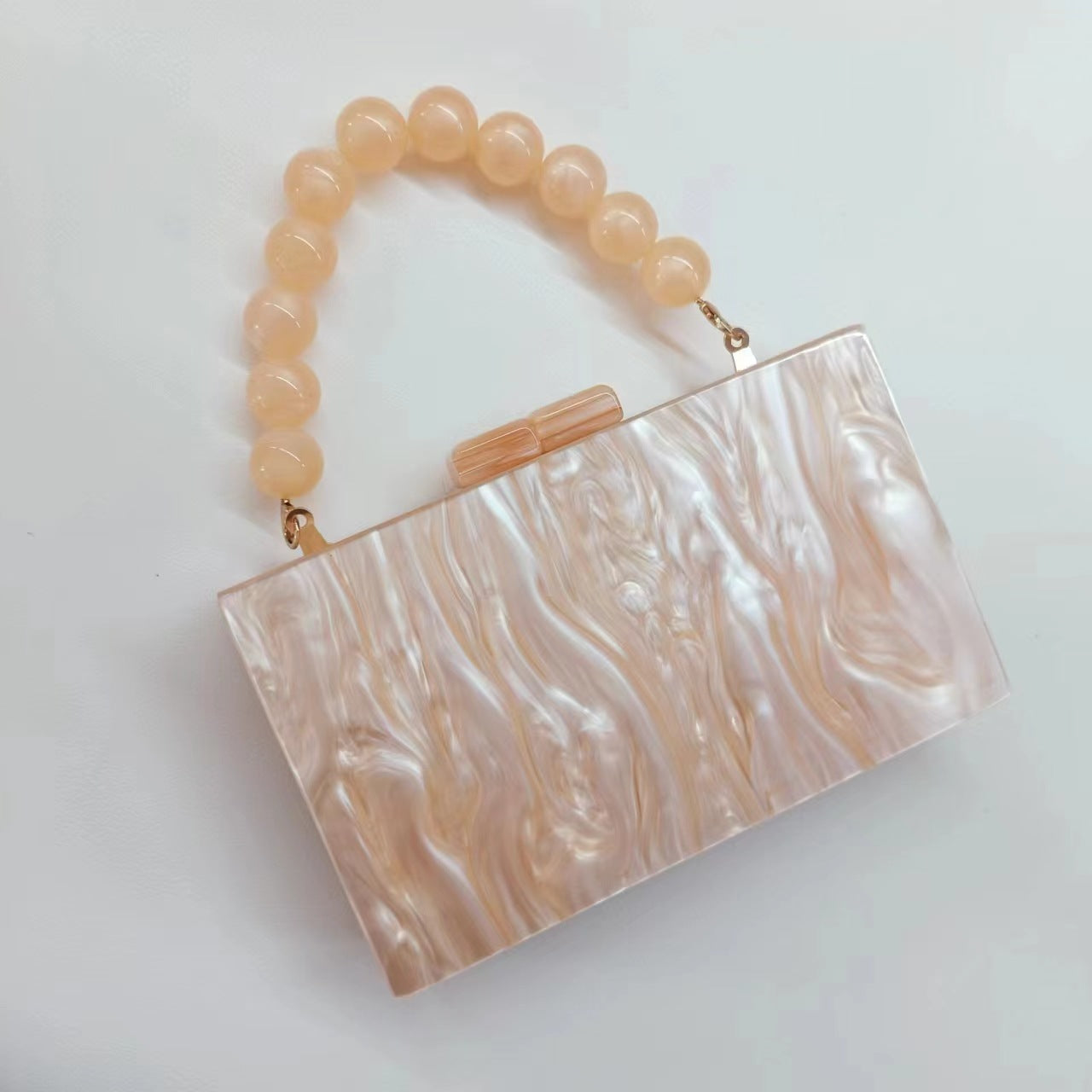 Women's Pearlescent Acrylic Beaded Wrist Hand-held Wedding Evening Bags
