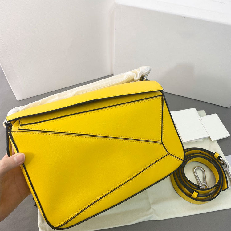 Geometric Cowhide Stitching Pillow Retro One Shoulder Bags