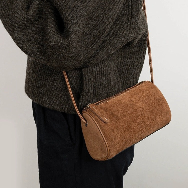 Women's Fashionable Suede Cowhide Genuine Leather Vintage Crossbody Bags
