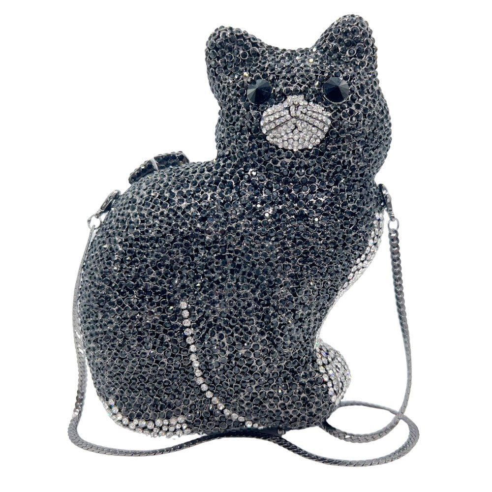 Women's Kitty Rhinestone Hollow Metal Crystal Dinner Evening Bags