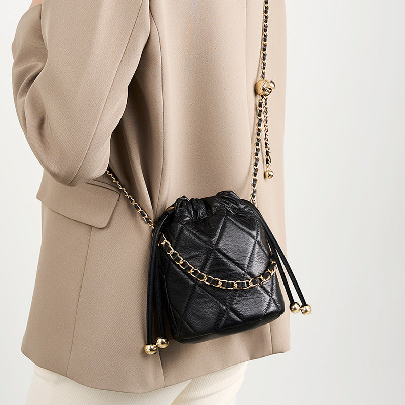 Top Layer Portable Chain Leather Packet Crossbody Bags