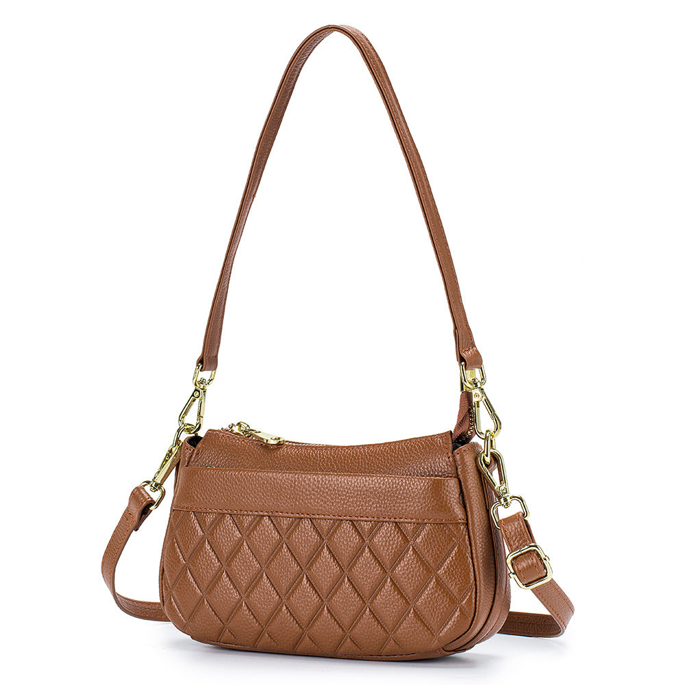 Women's Soft Leather Mother Fashionable Diamond Top Crossbody Bags
