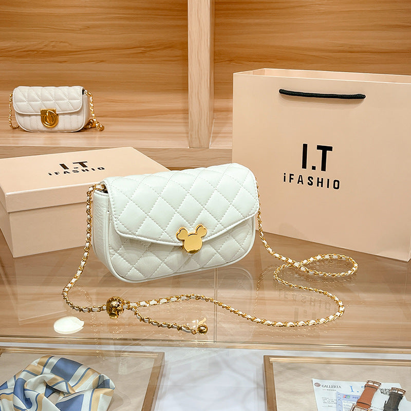 Women's Mini Golden Balls Chain Genuine Leather Crossbody Bags