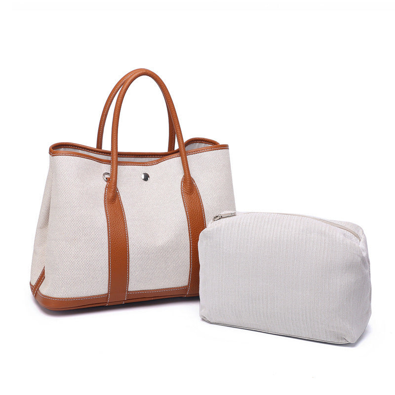 Women's With Canvas Genuine Leather Stuffed Red Handbags