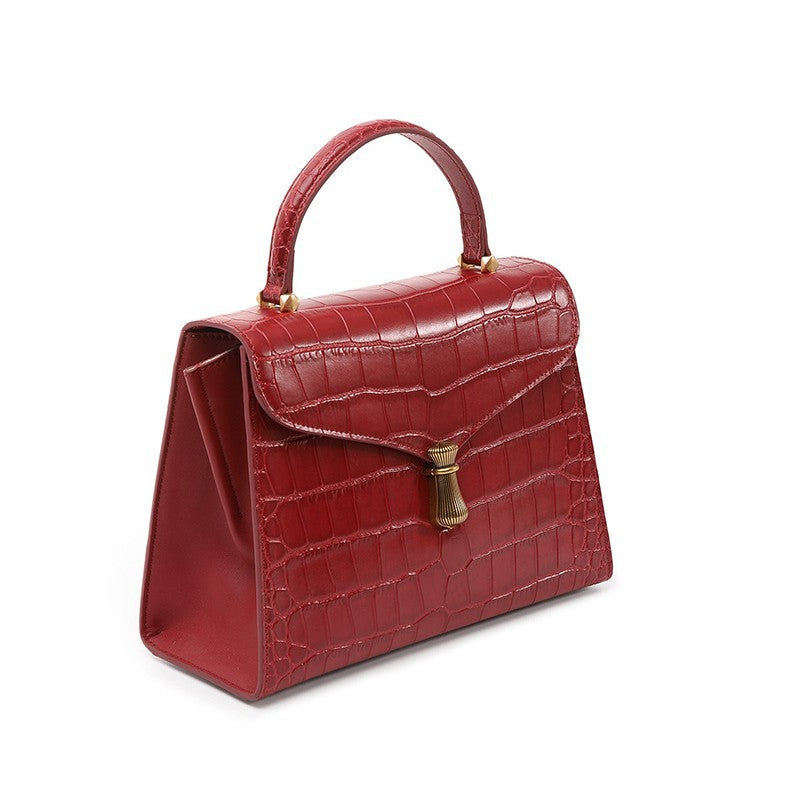 Women's High-grade Crocodile Pattern Red Wedding Portable Shoulder Bags