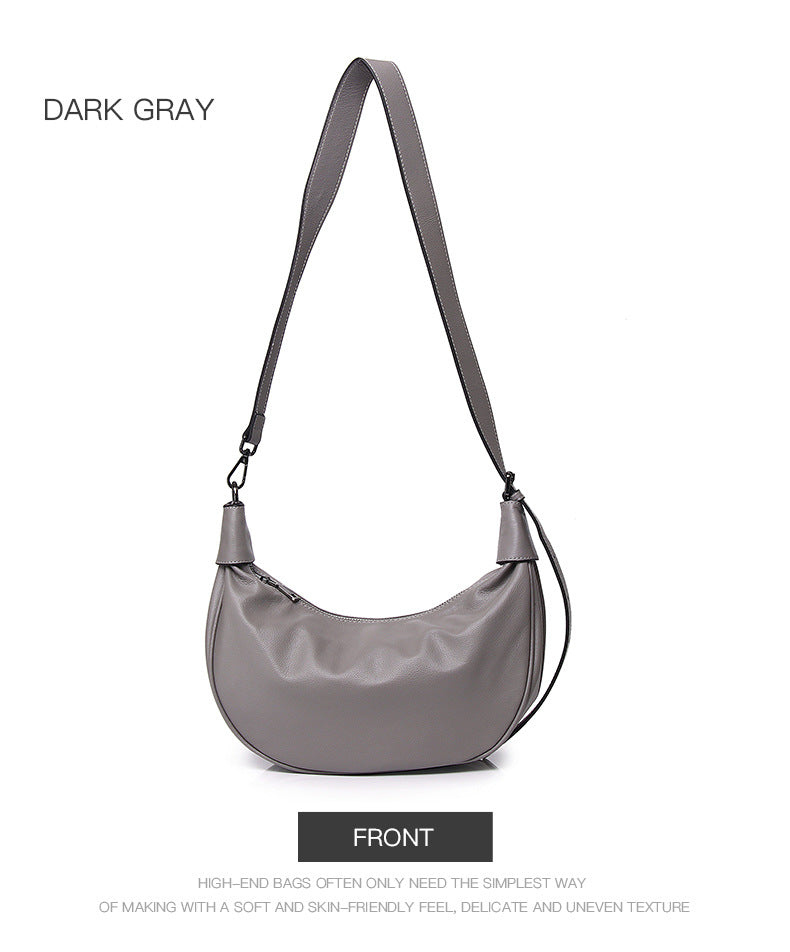 Women's Layer Leather Idle Style Moon Minimalist Crossbody Bags