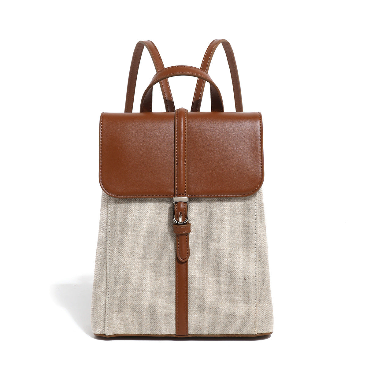 Summer Vacation Style Cowhide Linen French Loose Backpacks