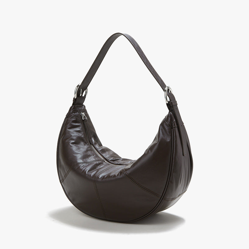 Fashion High-grade Soft Cloud Selenodont Large Capacity Genuine Bags