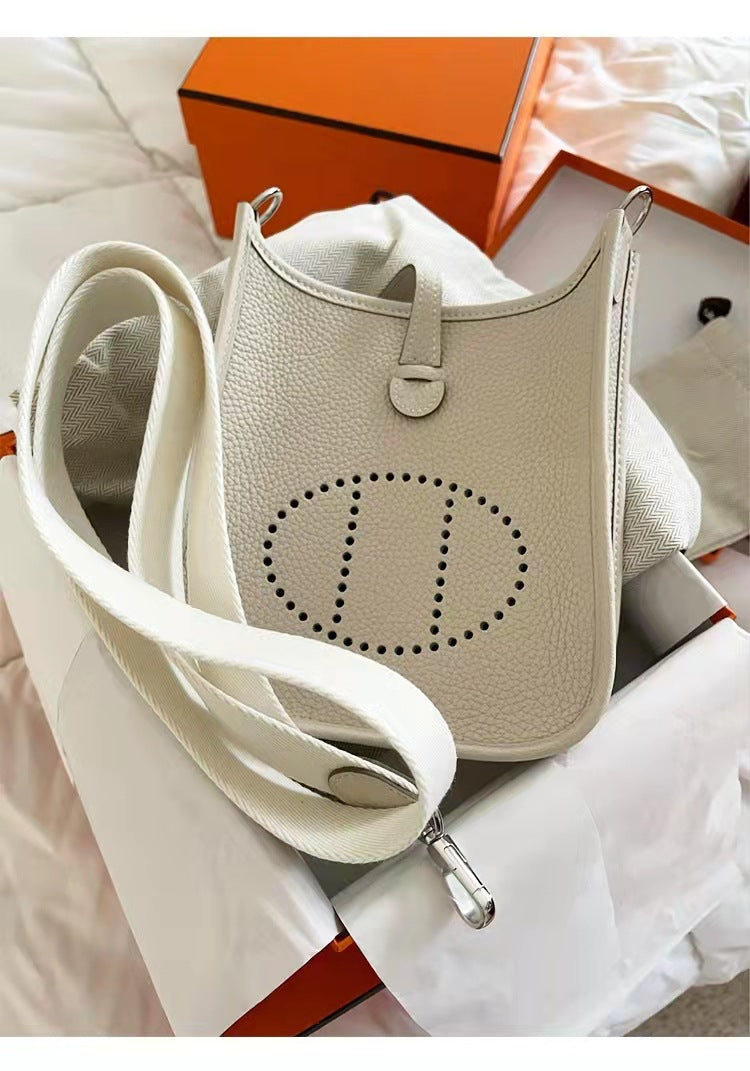 Women's Mobile Home First Layer Cowhide Lychee Crossbody Bags