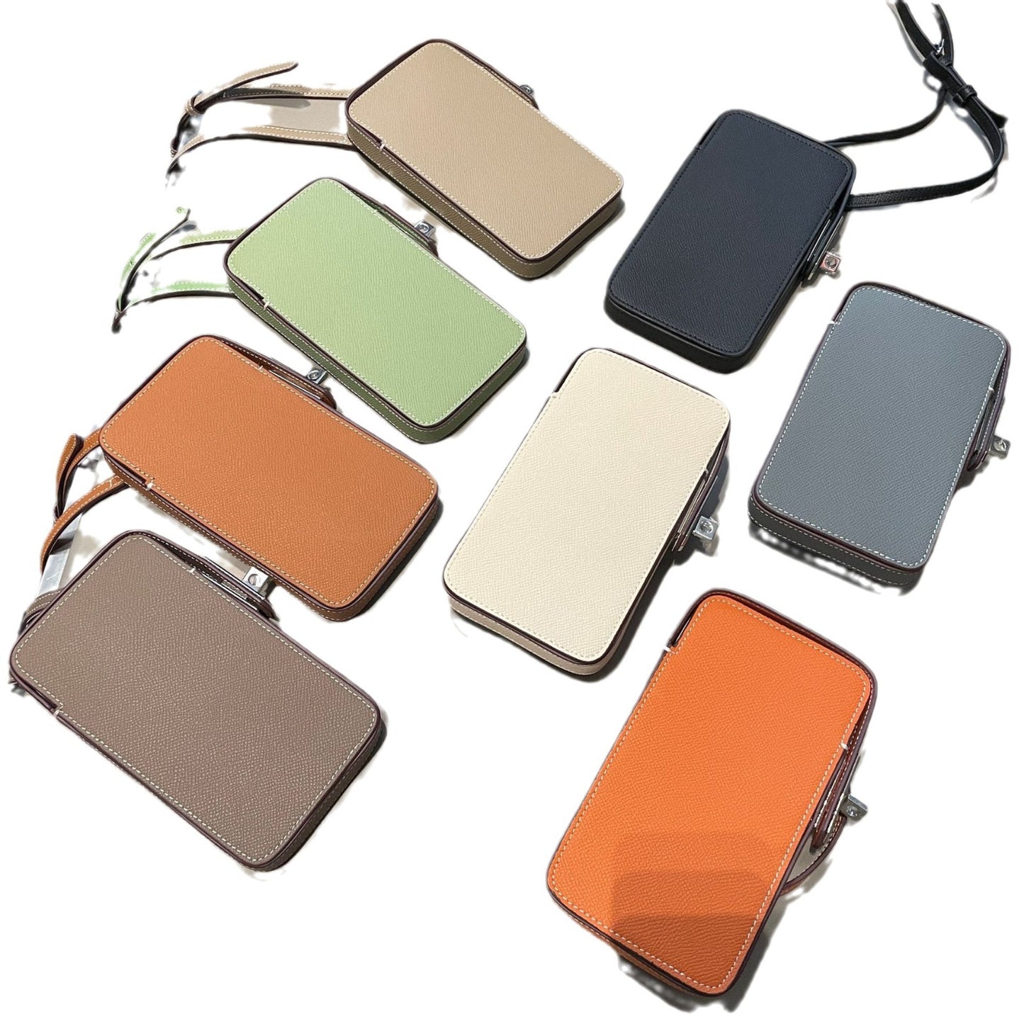 Women's Fashionable Mobile Palm Print Genuine Leather Box Crossbody Bags
