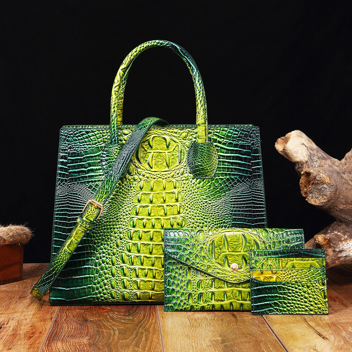Women's Retro Mother Colorful Crocodile Pattern Brahmin Handbags