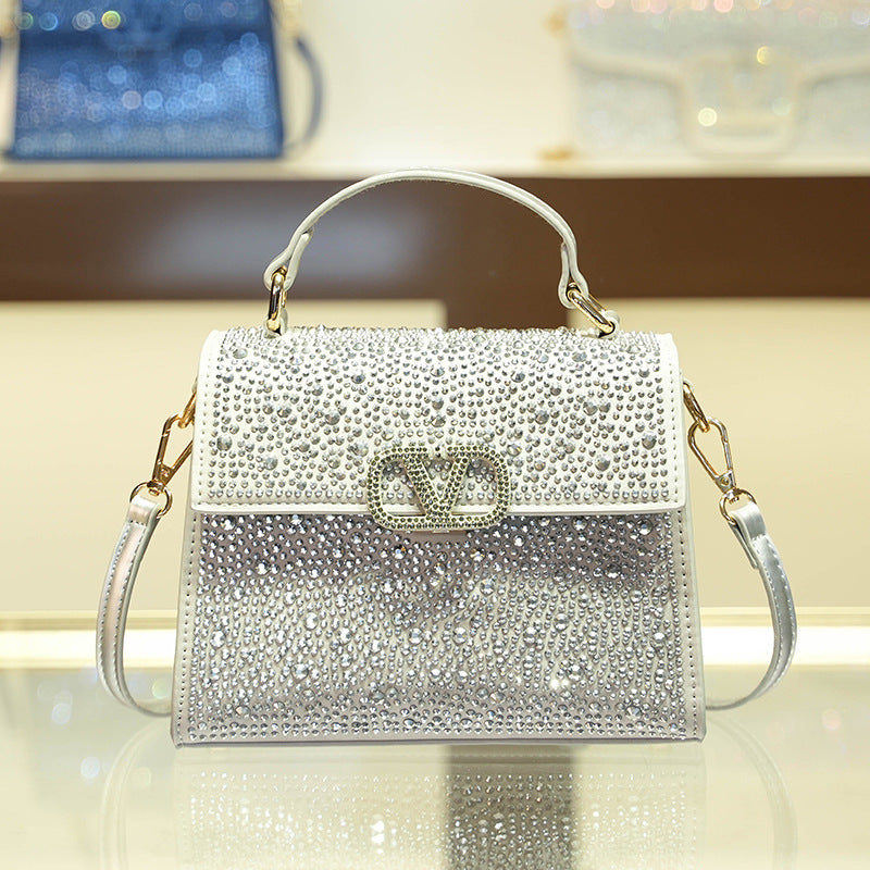 Women's Light Diamond High Quality Fashion Rhinestone Letters Crossbody Bags