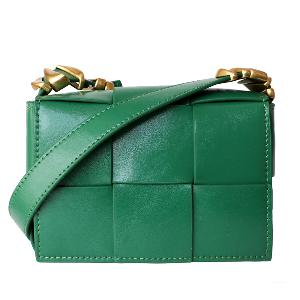 Women's Woven Genuine Leather Mini Trendy Cowhide Shoulder Bags