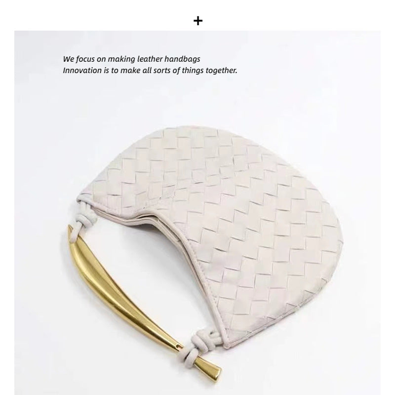 Pleated Cowhide Woven Large Capacity White Handbags