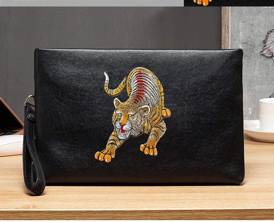 Men's Clutch Soft Leather Envelope First Layer Cowhide Large Men's Handbags