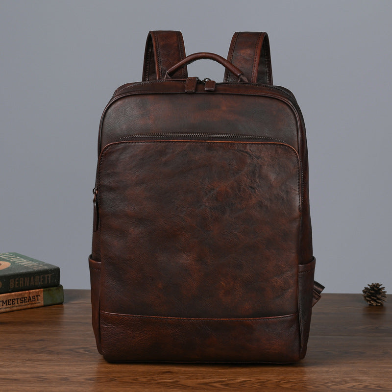 Men's Shipping First Layer Cowhide Computer Backpacks