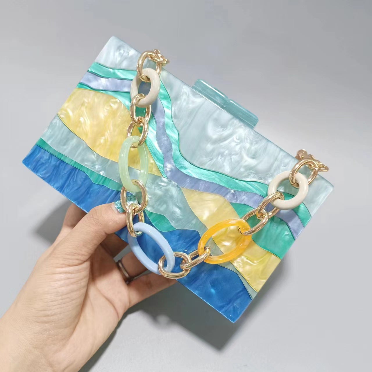 Women's Contrast Patchwork Acrylic One Wedding Banquet Bags