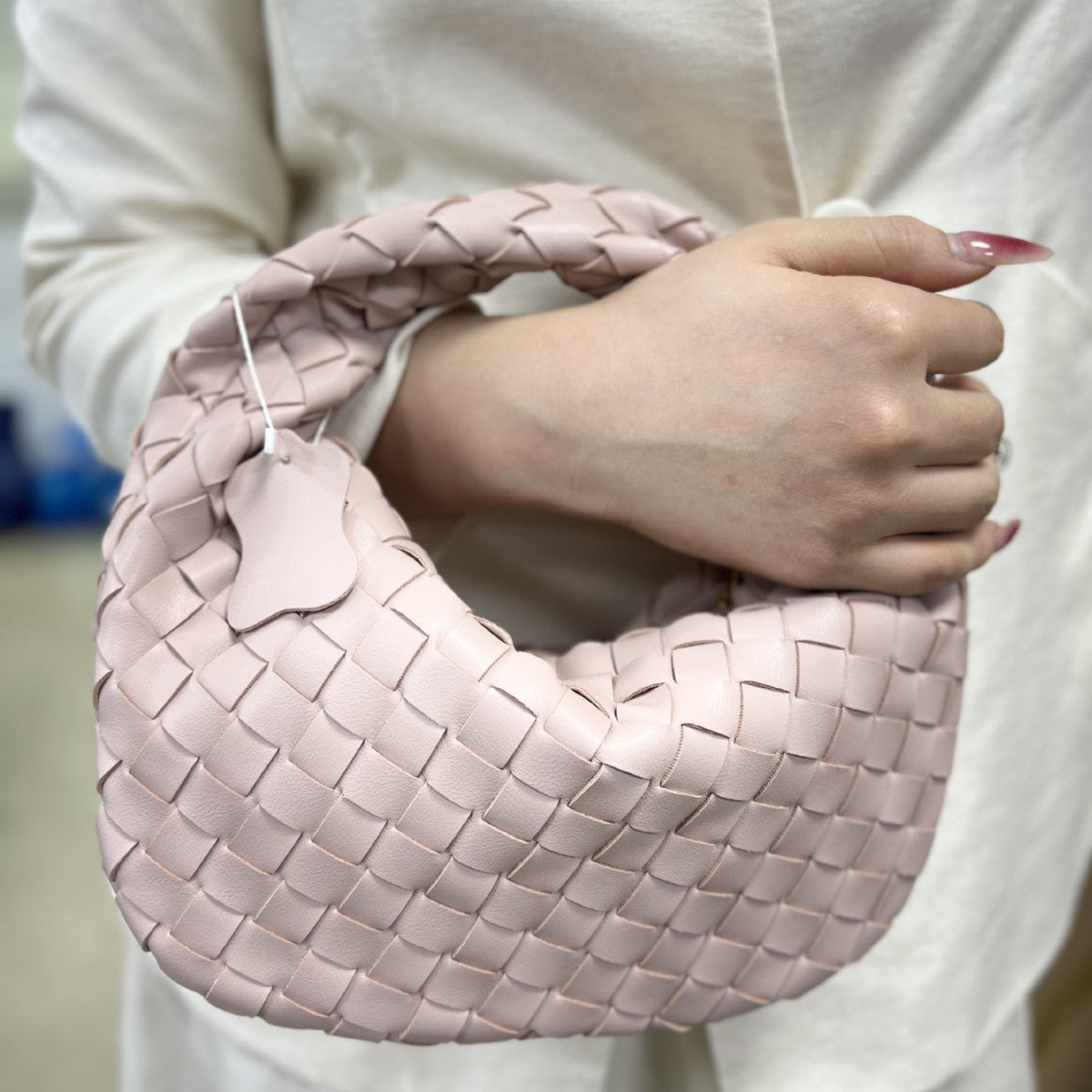 Woven Female Cloud Croissant Hand Holding Handbags