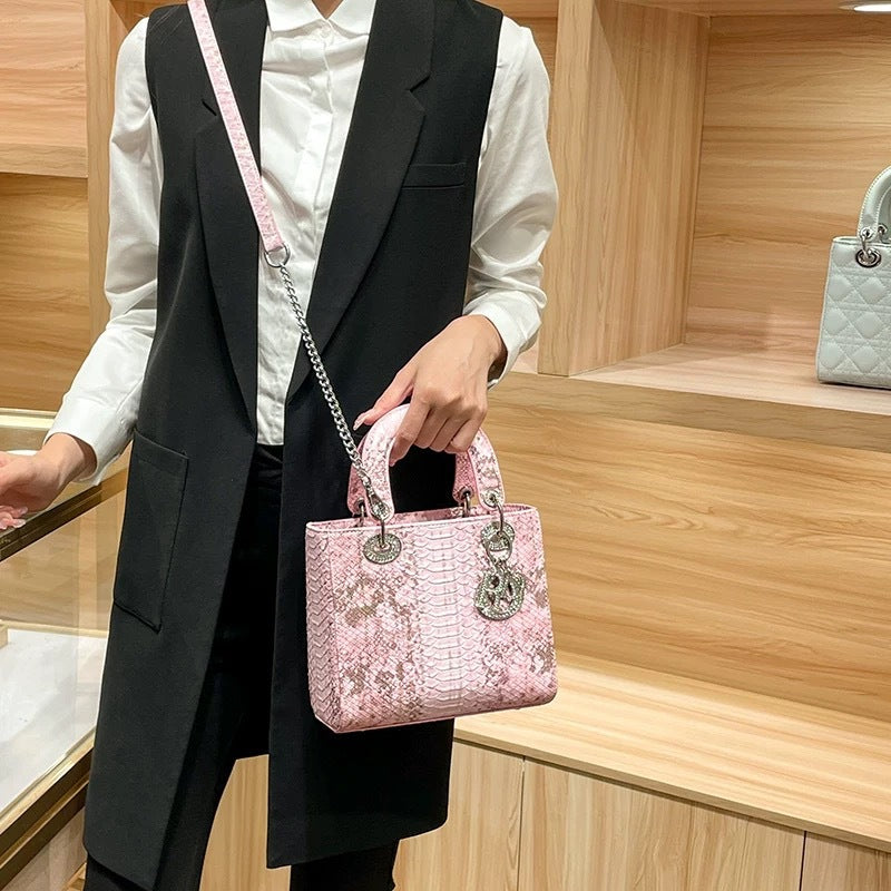 Snake Pattern Retro Diana Female Niche Fashion Crossbody Bags
