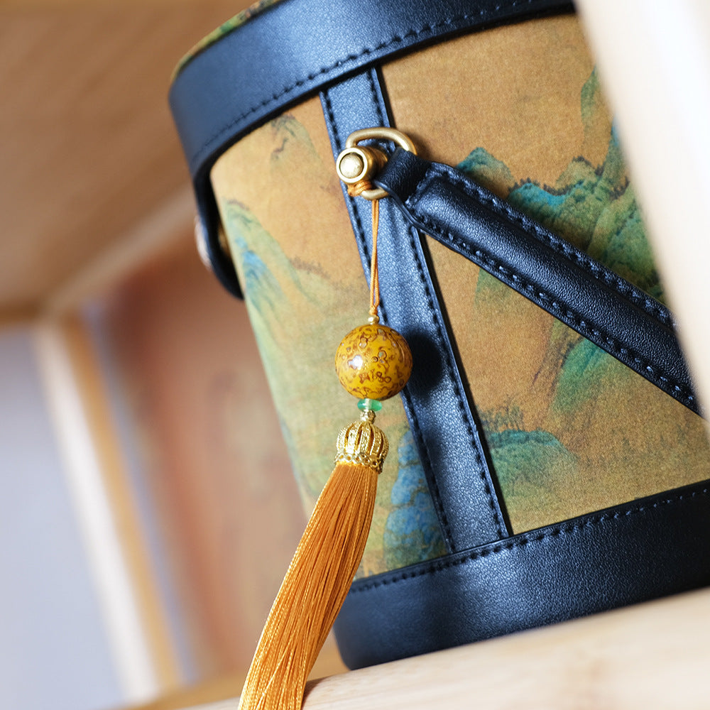 Yarn Chinese Style Hand Carrying Cylinder Crossbody Bags