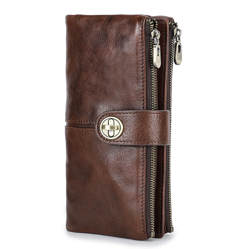 Women's Black Angel Swiping With Long Cowhide Ladies Wallets