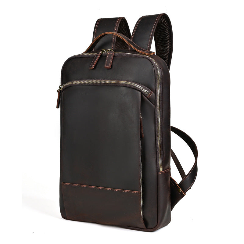 Men's Crazy Horse Leather Retro Business Large Backpacks