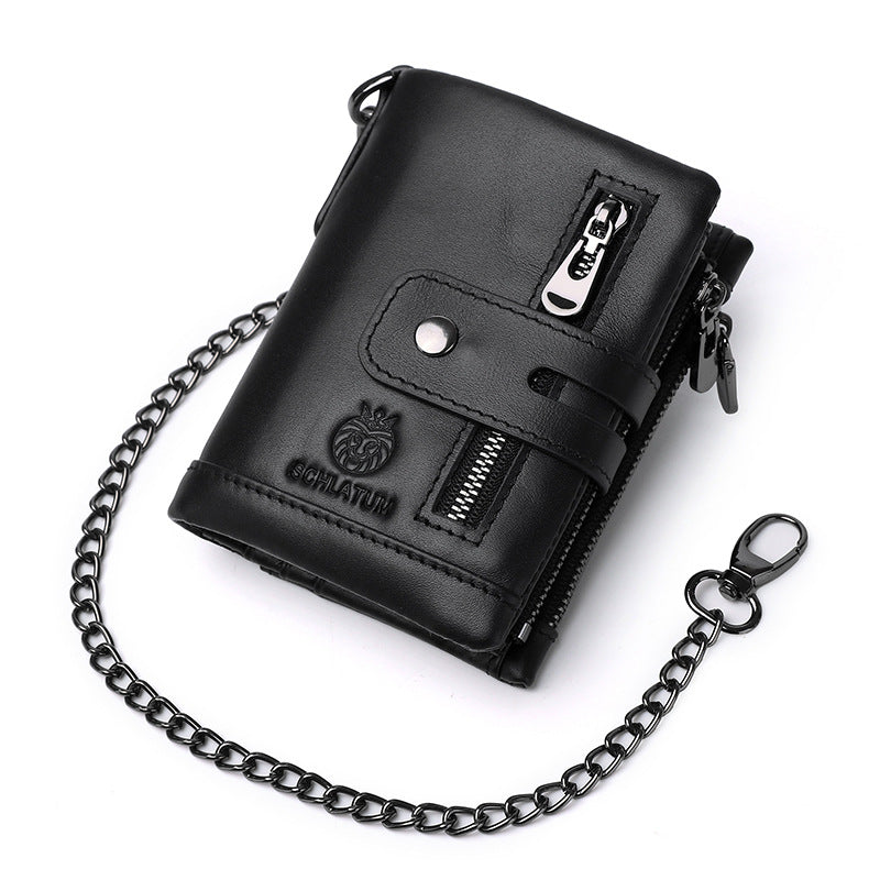 Men's Layer Cowhide Swiping Leather Multiple Slots Men's Wallets