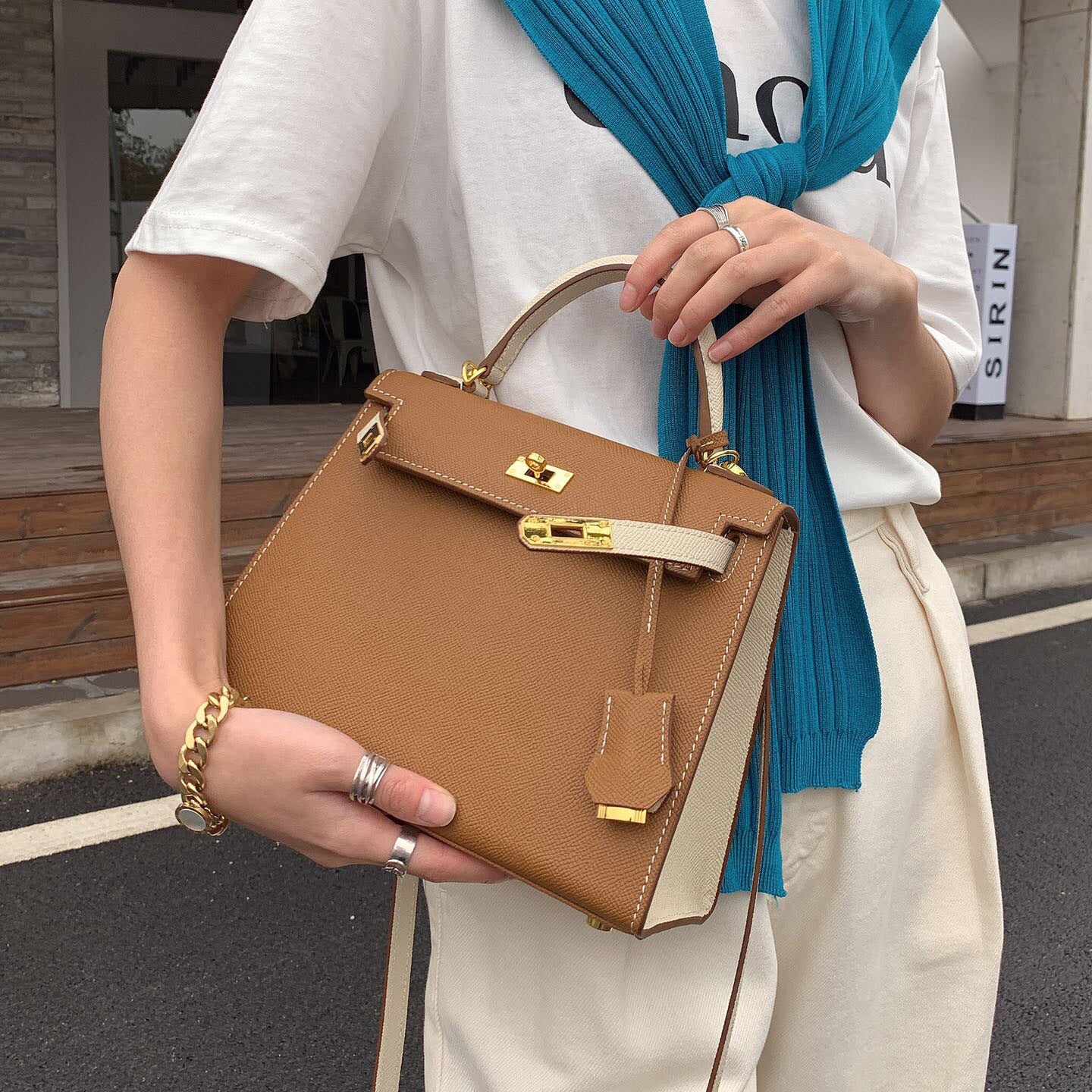 Women's Palm Print Genuine Leather Second Generation Handbags