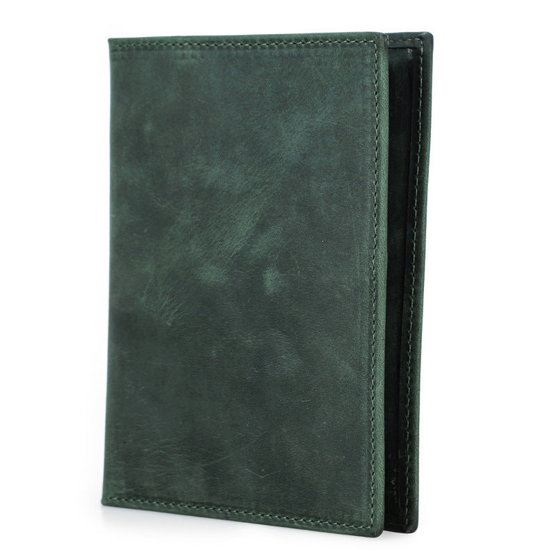 Black Angel Retro Crazy Horse Leather Passport Multifunctional Men's Wallets