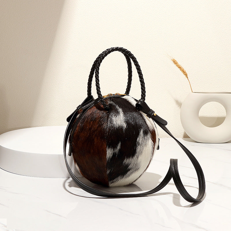 Fashion Trendy Fur Integrated Design Contrast Handbags
