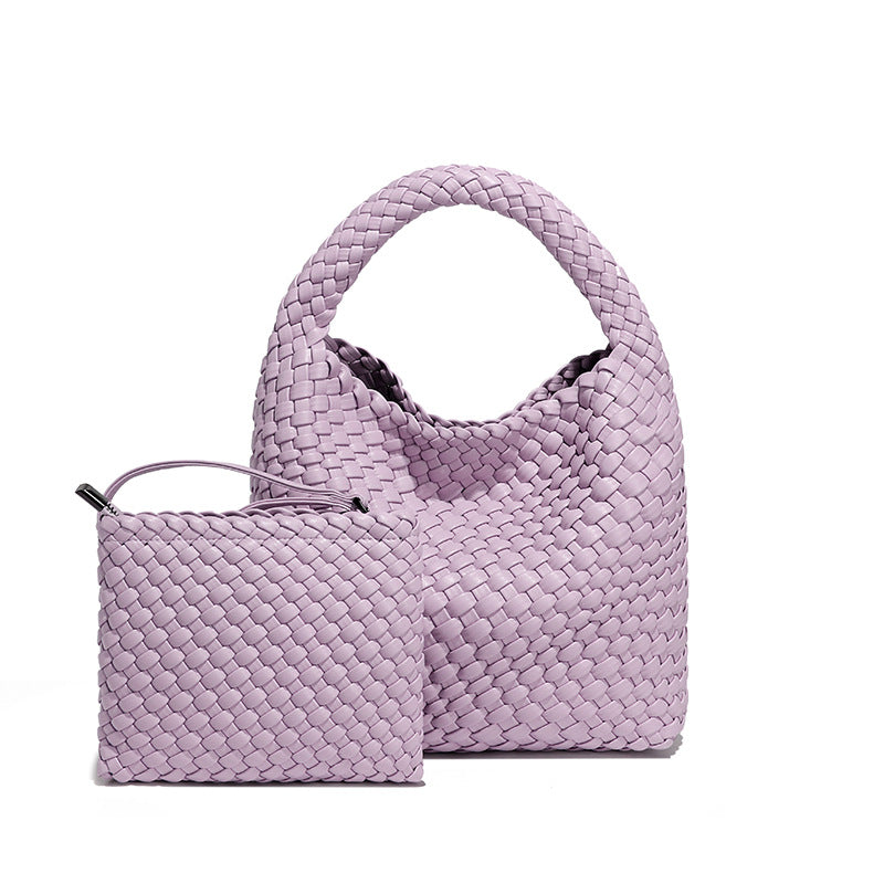 Women's Korean Style Fashionable Woven Pure Color Handbags