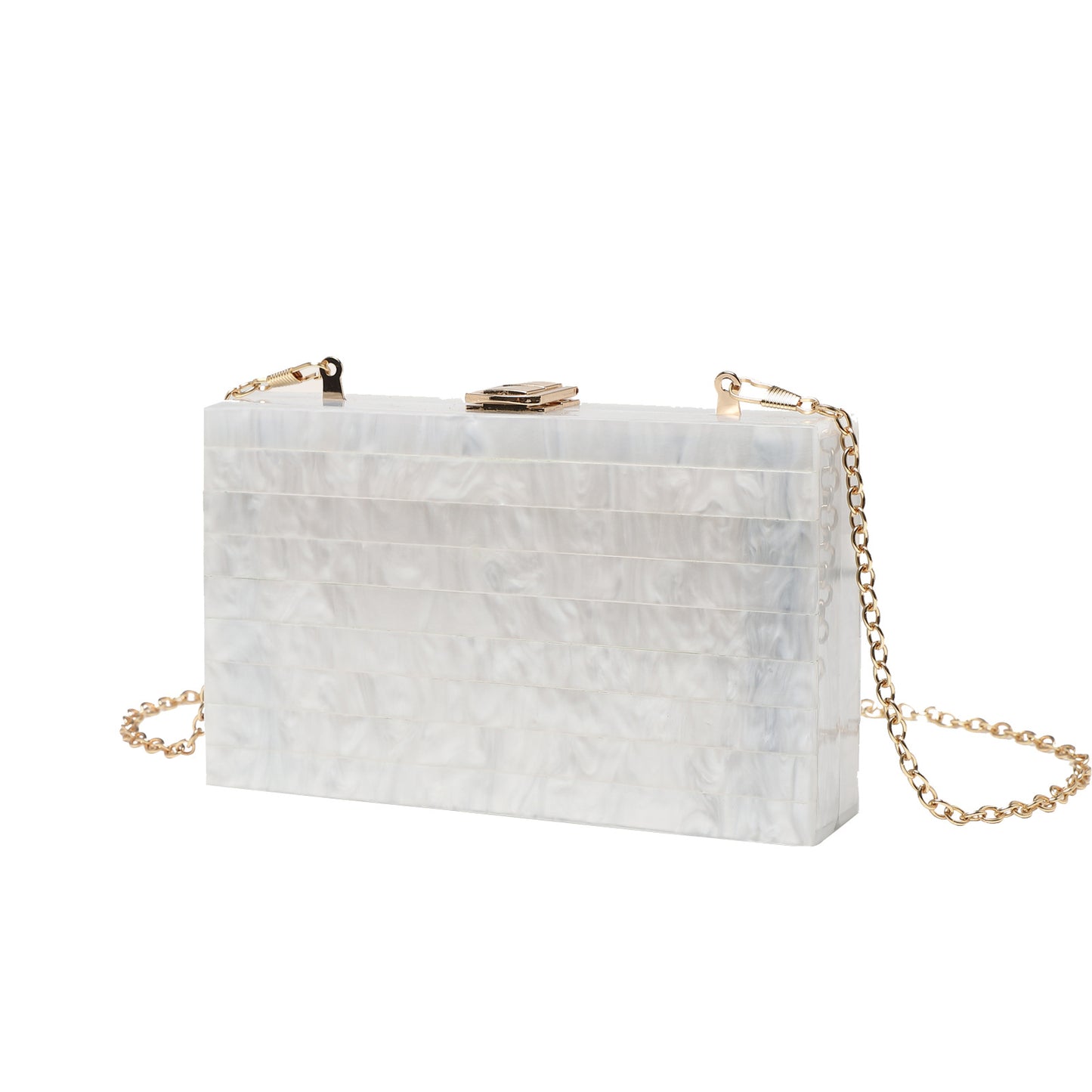 Dinner Fashion Striped Stitching Pearlescent Acrylic Handbags