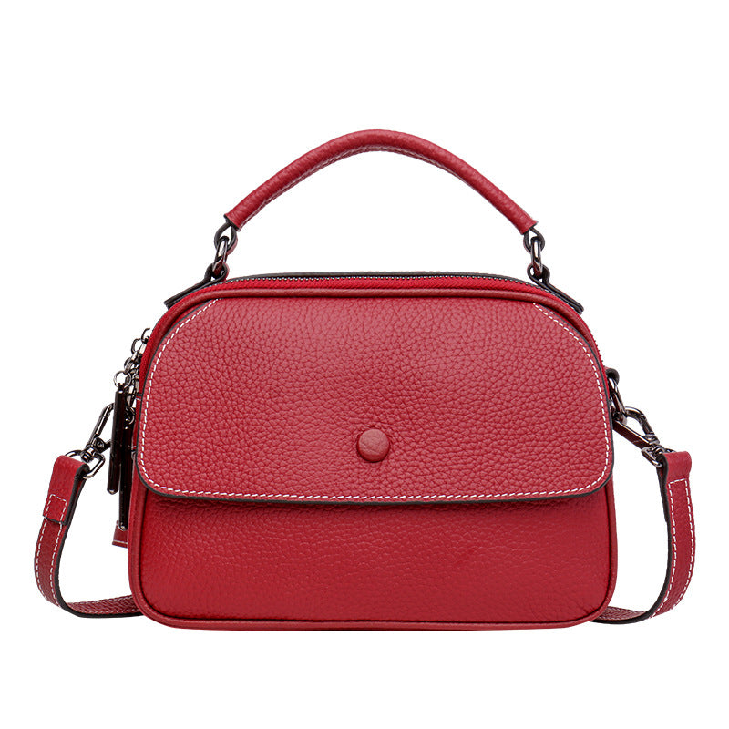 Women's First Layer Cowhide Fashion Simple Textured Shoulder Bags