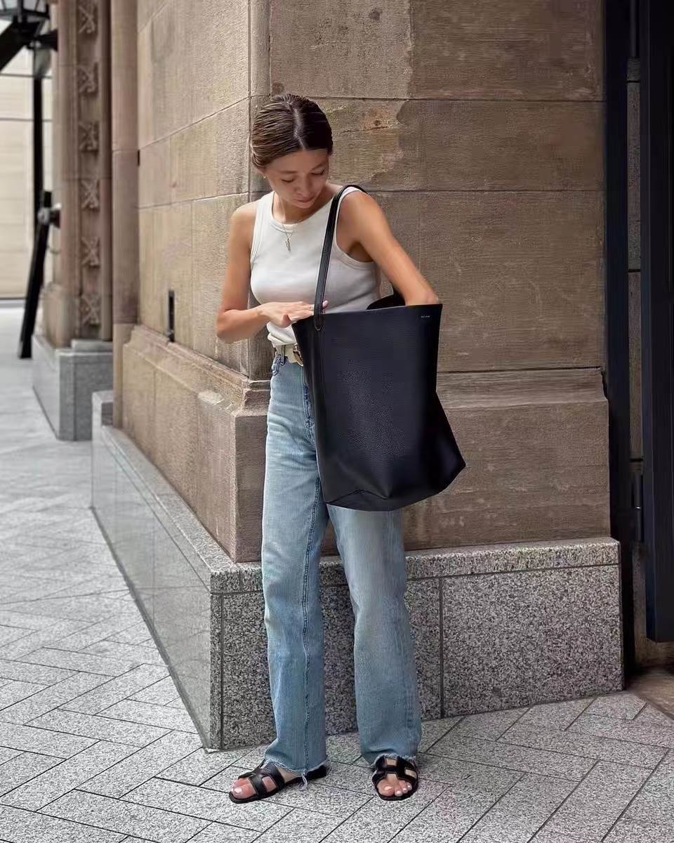 Top Layer Cowhide Lychee Pattern Large Shoulder Bags