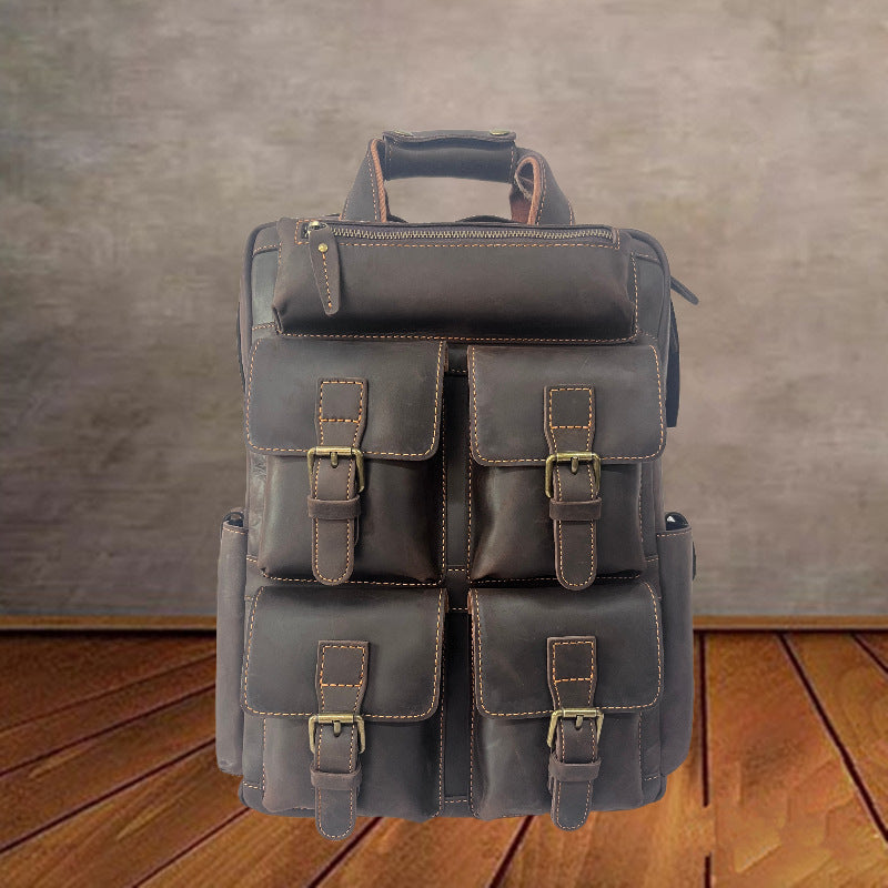 Men's Genuine Leather Large Capacity Portable Retro Backpacks