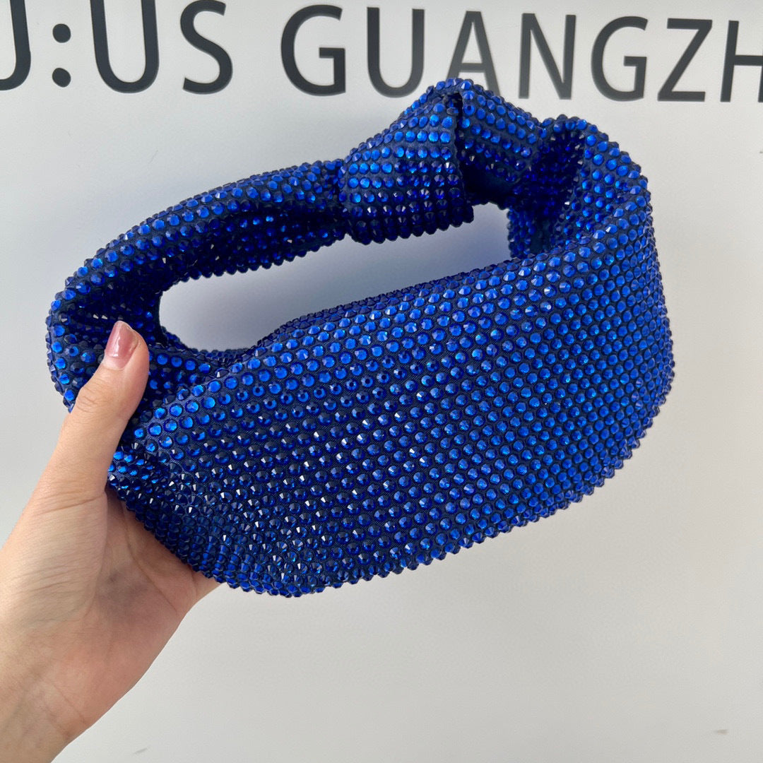 Women's Fashionable Knotted Bright Crystal Large Capacity Handbags